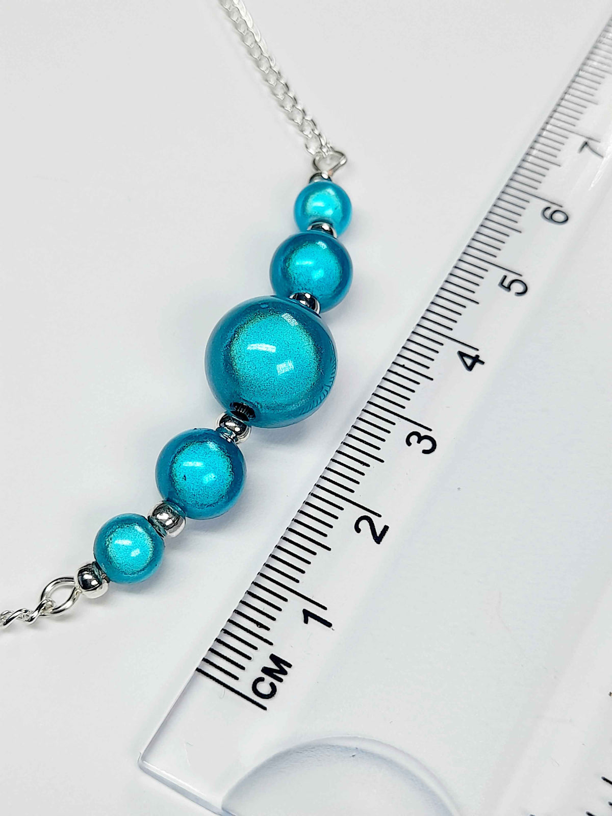 Turquoise Blue Miracle Bead Necklace, Handmade, Lightweight 18‑Inch Necklace