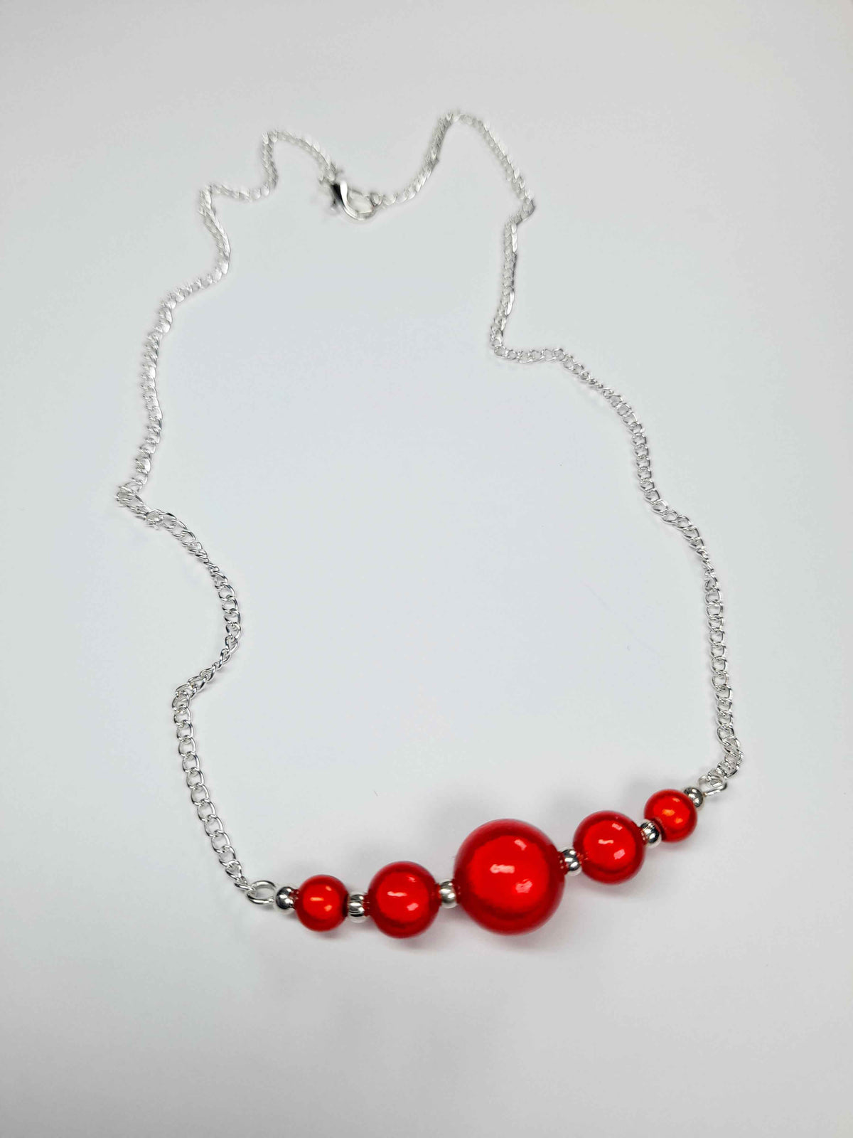 Bright Red Miracle Bead Necklace, Handmade, Lightweight 18‑Inch Necklace