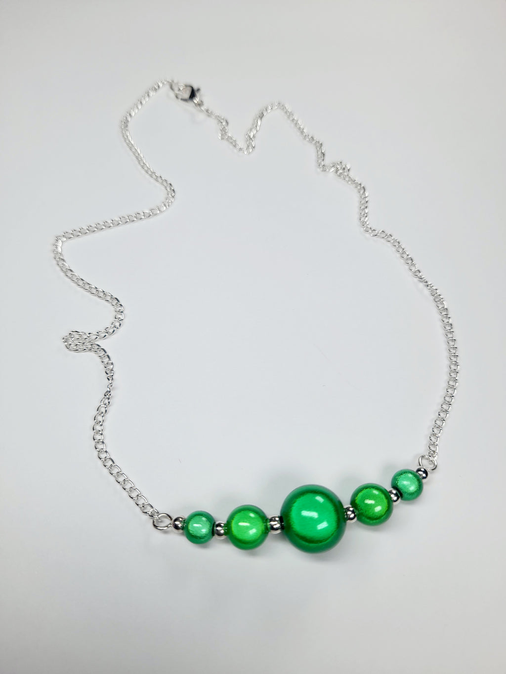 Bright Green Miracle Bead Pendant Necklace, Handmade, Lightweight 18‑Inch Necklace