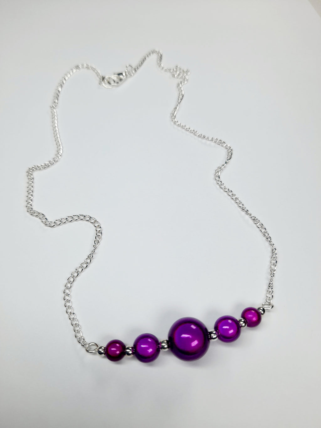 Bright Purple Miracle Bead Necklace, Handmade, Lightweight 18‑Inch Necklace