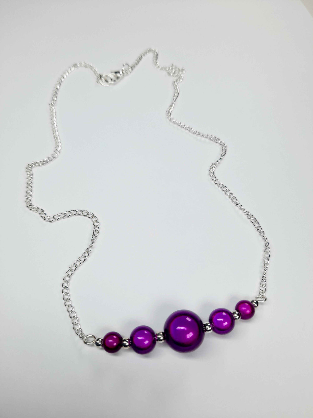 Bright Purple Miracle Bead Necklace, Handmade, Lightweight 18‑Inch Necklace