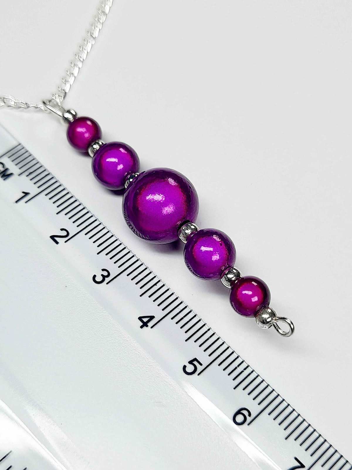Purple Miracle Bead Pendant Necklace, Handmade, Lightweight 18‑Inch Necklace