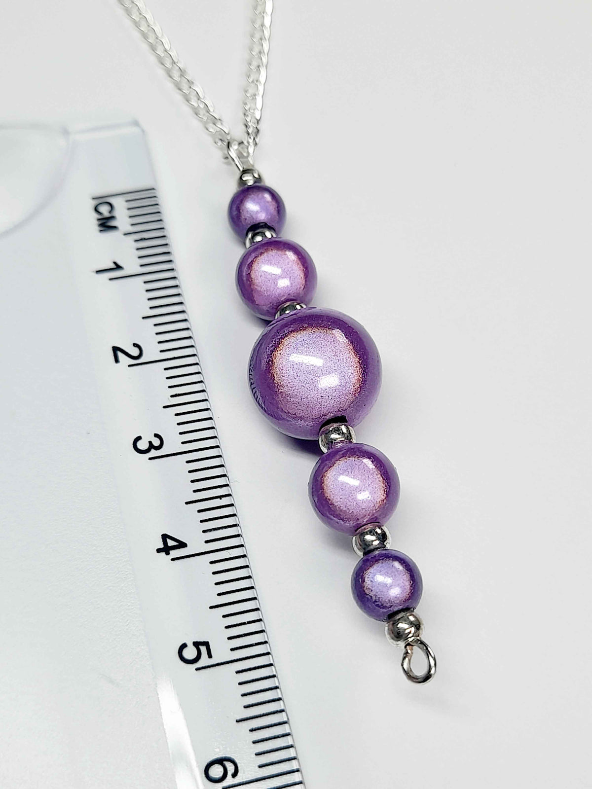 Lilac Miracle Bead Pendant Necklace, Handmade, Lightweight 18‑Inch Necklace