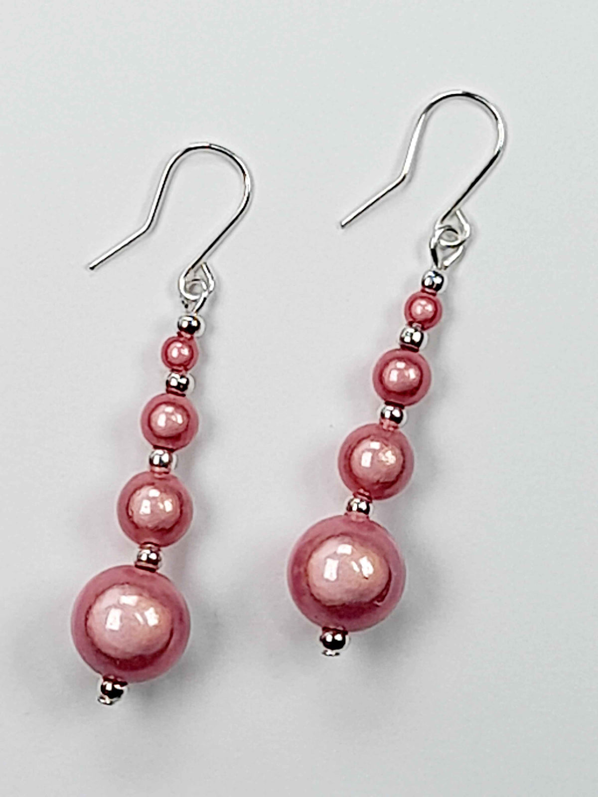 Pale Pink Miracle Bead Dangle Earrings