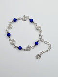Dainty Silver Spiral & Bright Blue Bead Bracelet, Handmade Adjustable Design