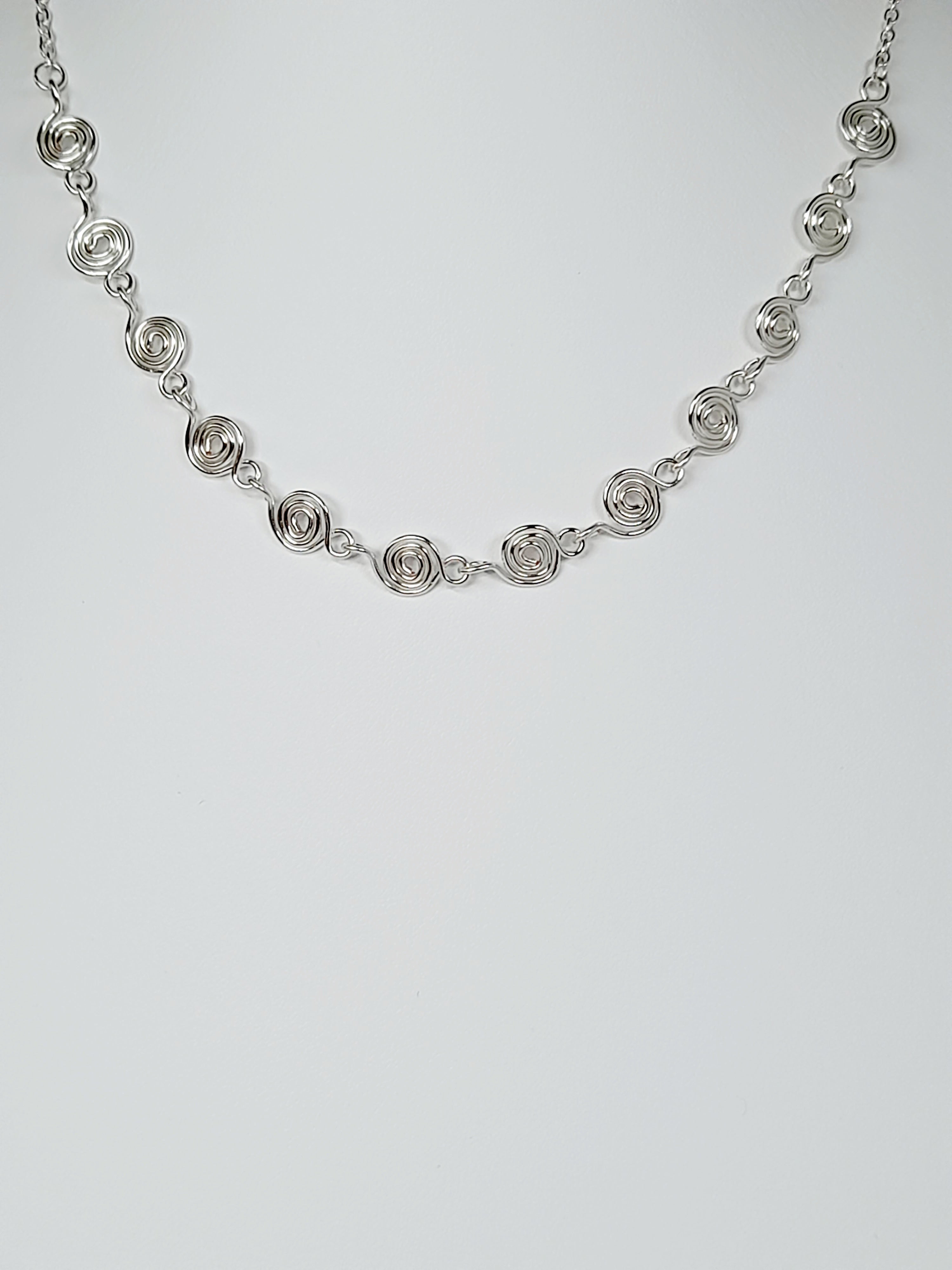 Dainty Super Swirly Silver Spiral Necklace