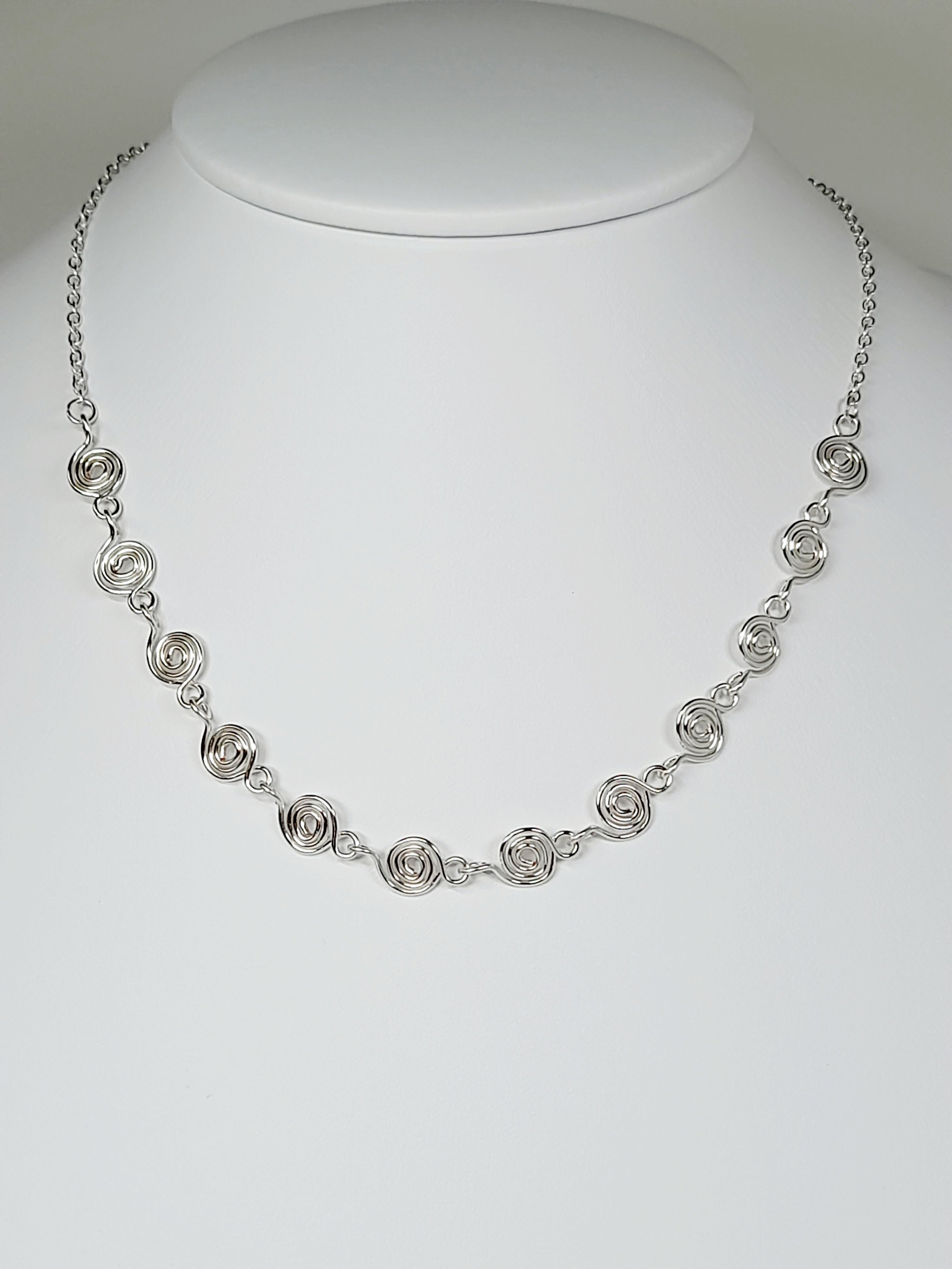 Dainty Super Swirly Silver Spiral Necklace