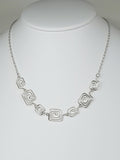 Handmade Silver Square Spiral Necklace, Elegant Swirly Lightweight Statement Jewellery