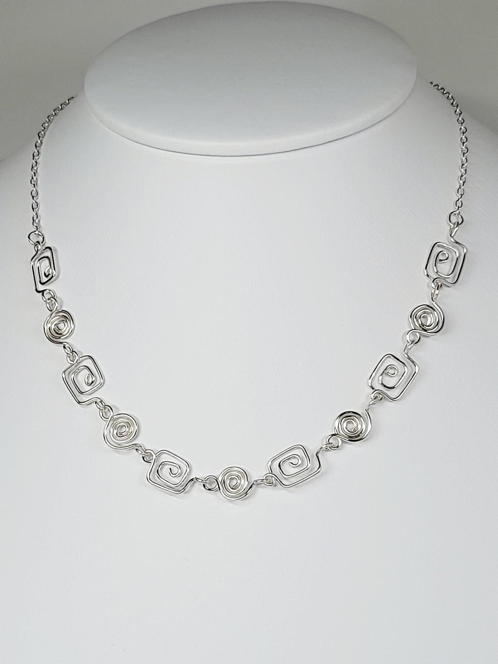 Delicate Silver Swirl Necklace with Tiny Handmade Spirals