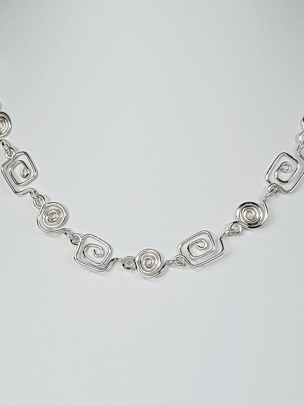 Delicate Silver Swirl Necklace with Tiny Handmade Spirals