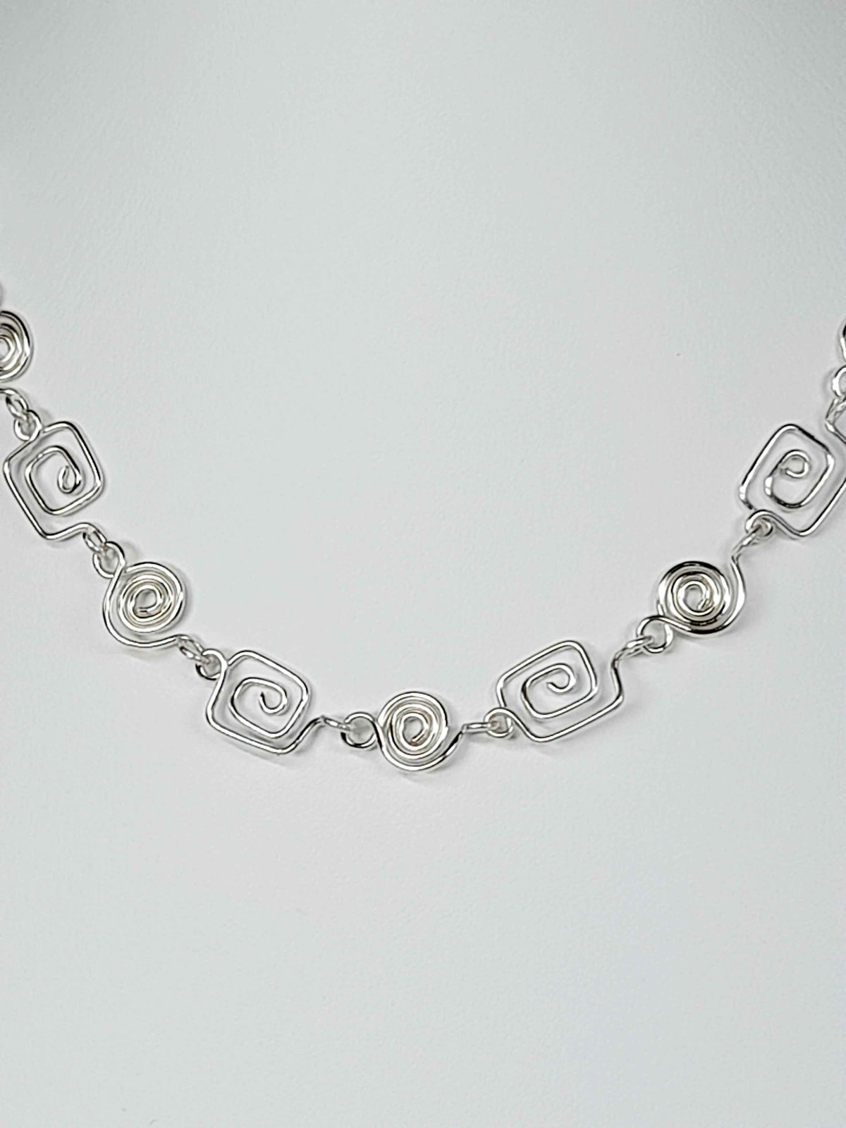 Delicate Silver Swirl Necklace with Tiny Handmade Spirals