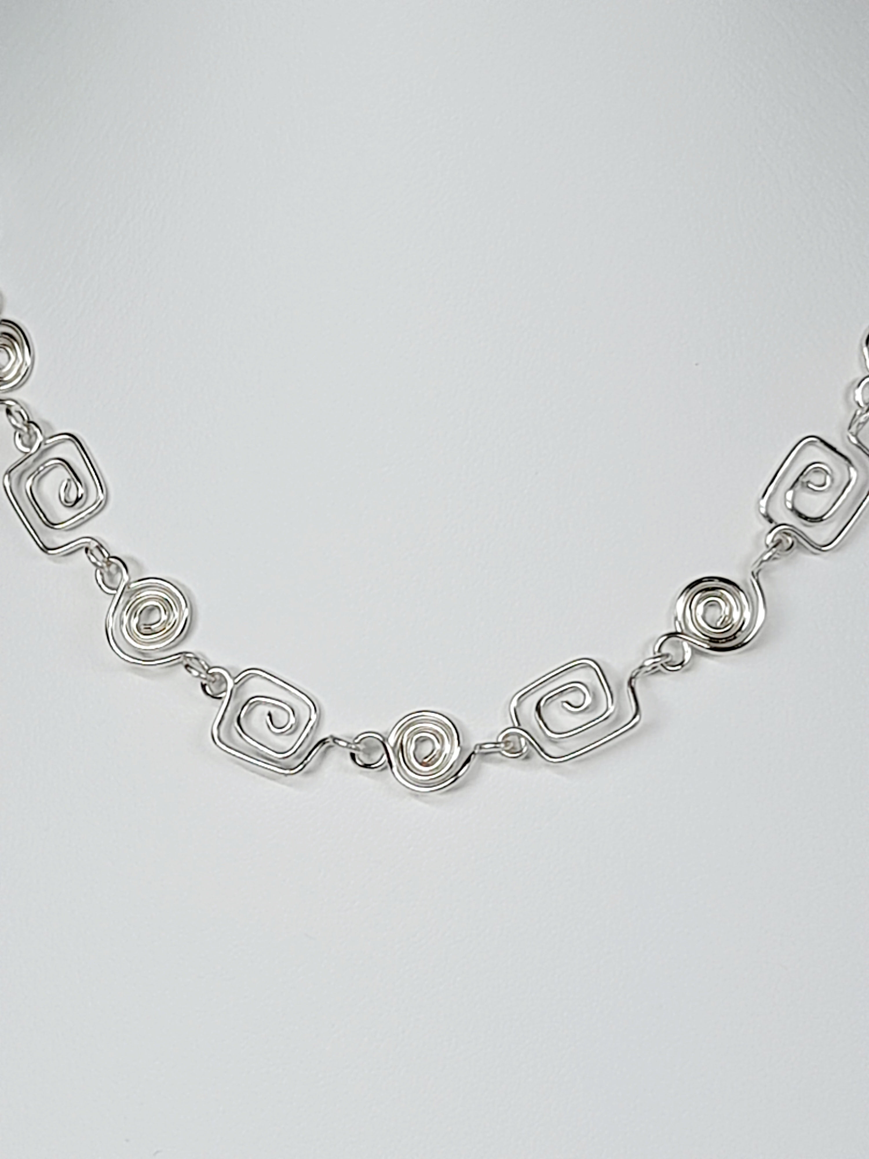 Delicate Silver Swirl Necklace with Tiny Handmade Spirals