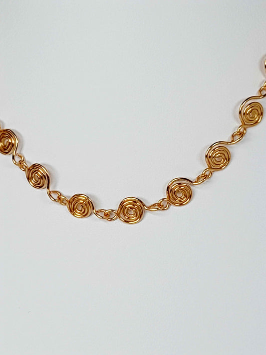 Dainty Super Swirly Gold Spiral Necklace