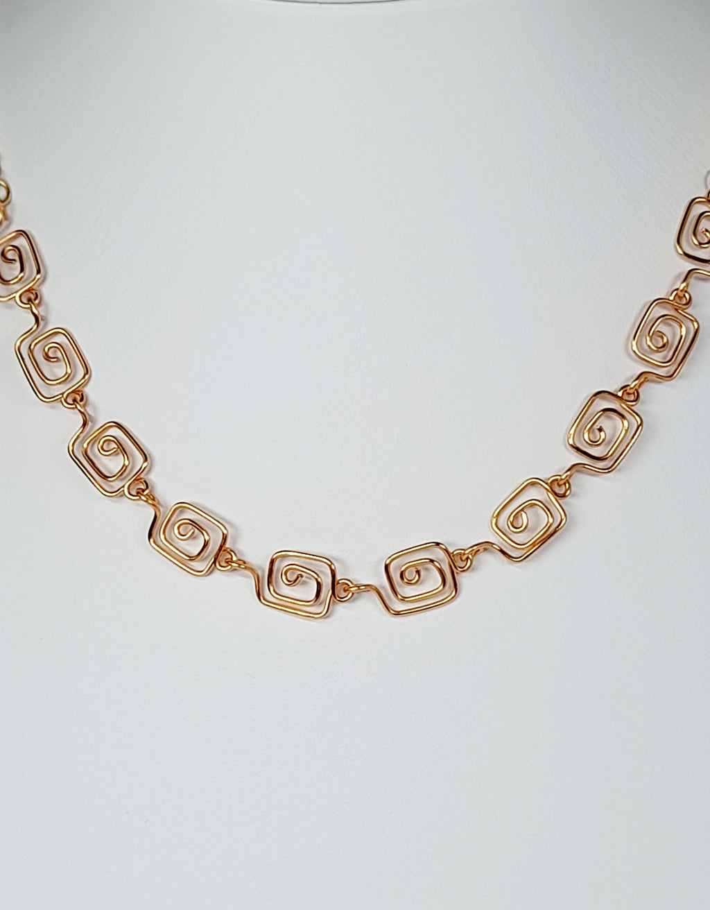 Dainty Super Swirly Gold Square Spiral Necklace