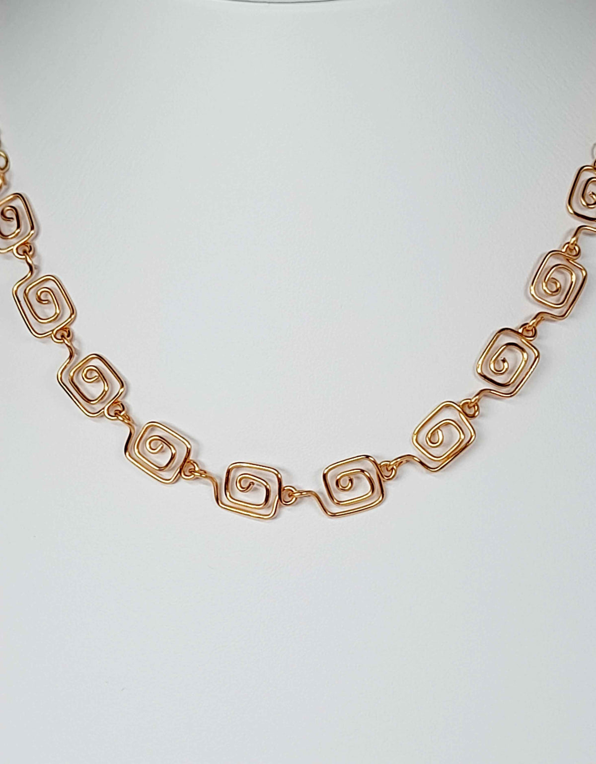 Dainty Super Swirly Gold Square Spiral Necklace