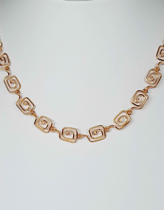 Dainty Super Swirly Gold Square Spiral Necklace