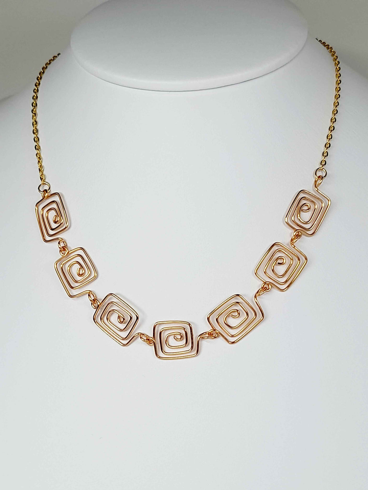 Super Swirly Gold Square Spiral Necklace