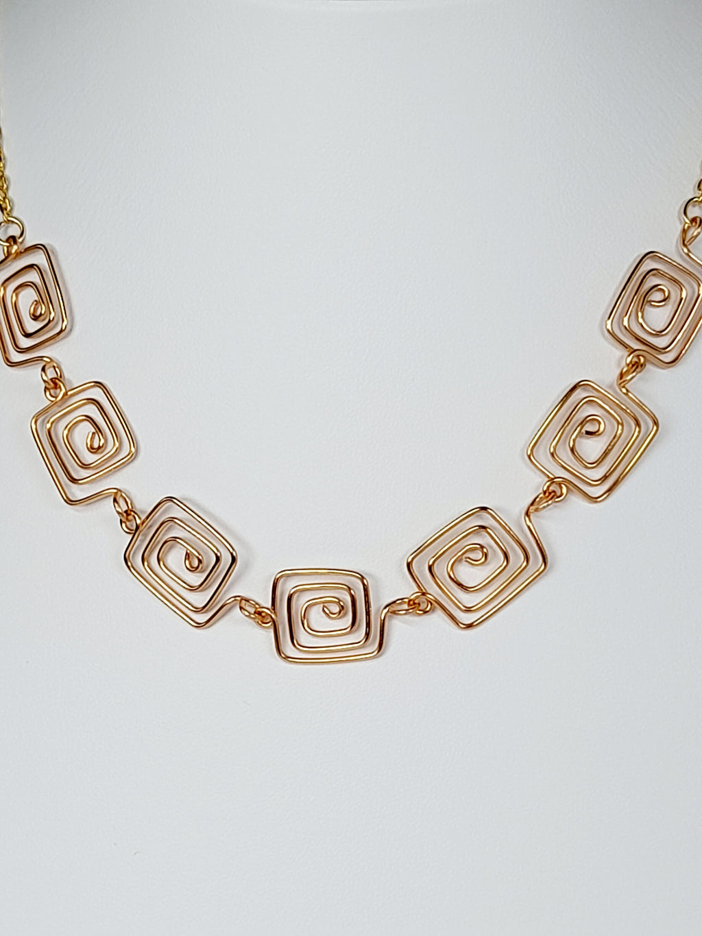 Super Swirly Gold Square Spiral Necklace