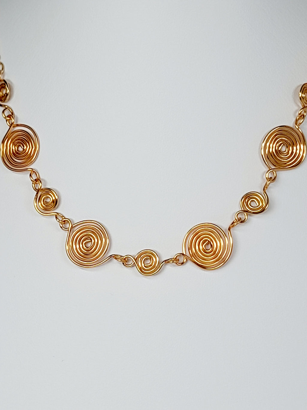 Handmade Gold Spiral Necklace, Elegant Swirly Statement Necklace