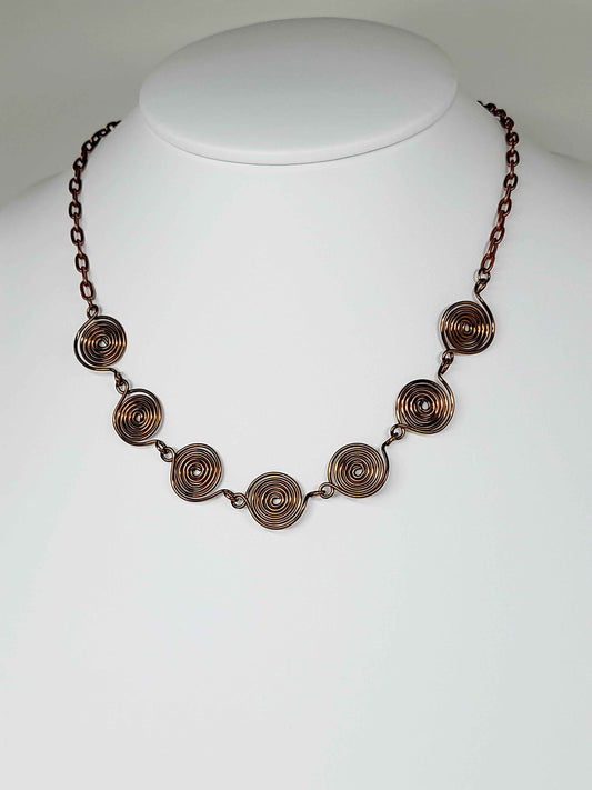 Super Swirly Bronze Spiral Necklace