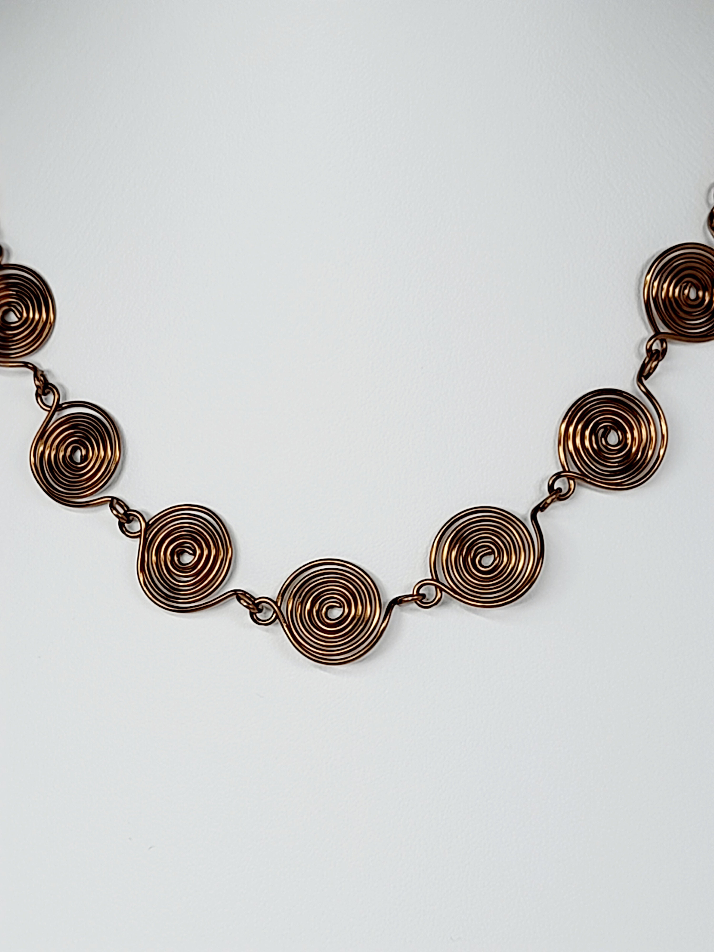 Super Swirly Bronze Spiral Necklace