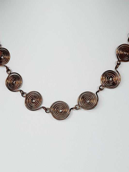 Super Swirly Bronze Spiral Necklace