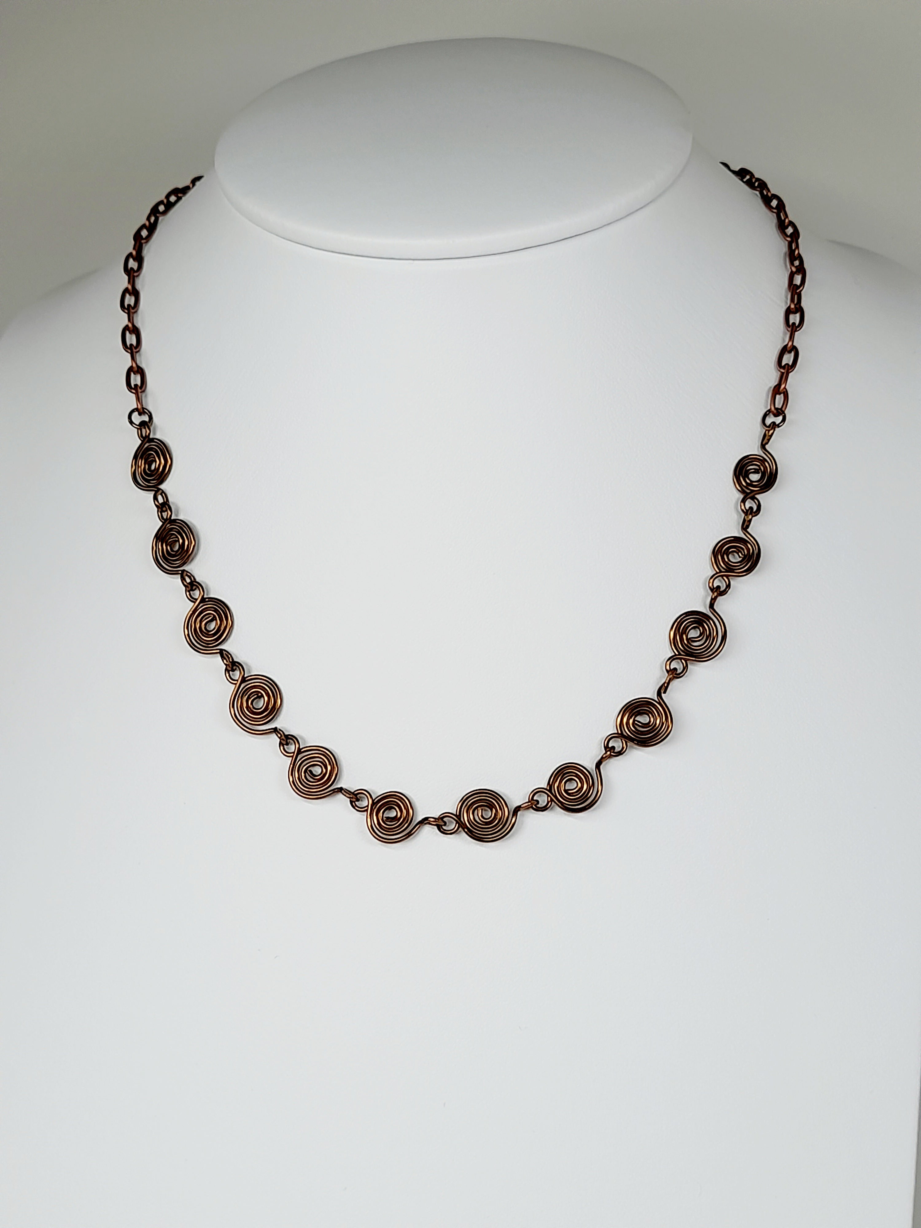 Dainty Super Swirly Bronze Spiral Necklace