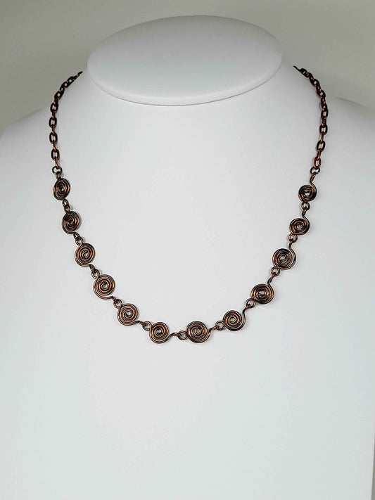 Dainty Super Swirly Bronze Spiral Necklace
