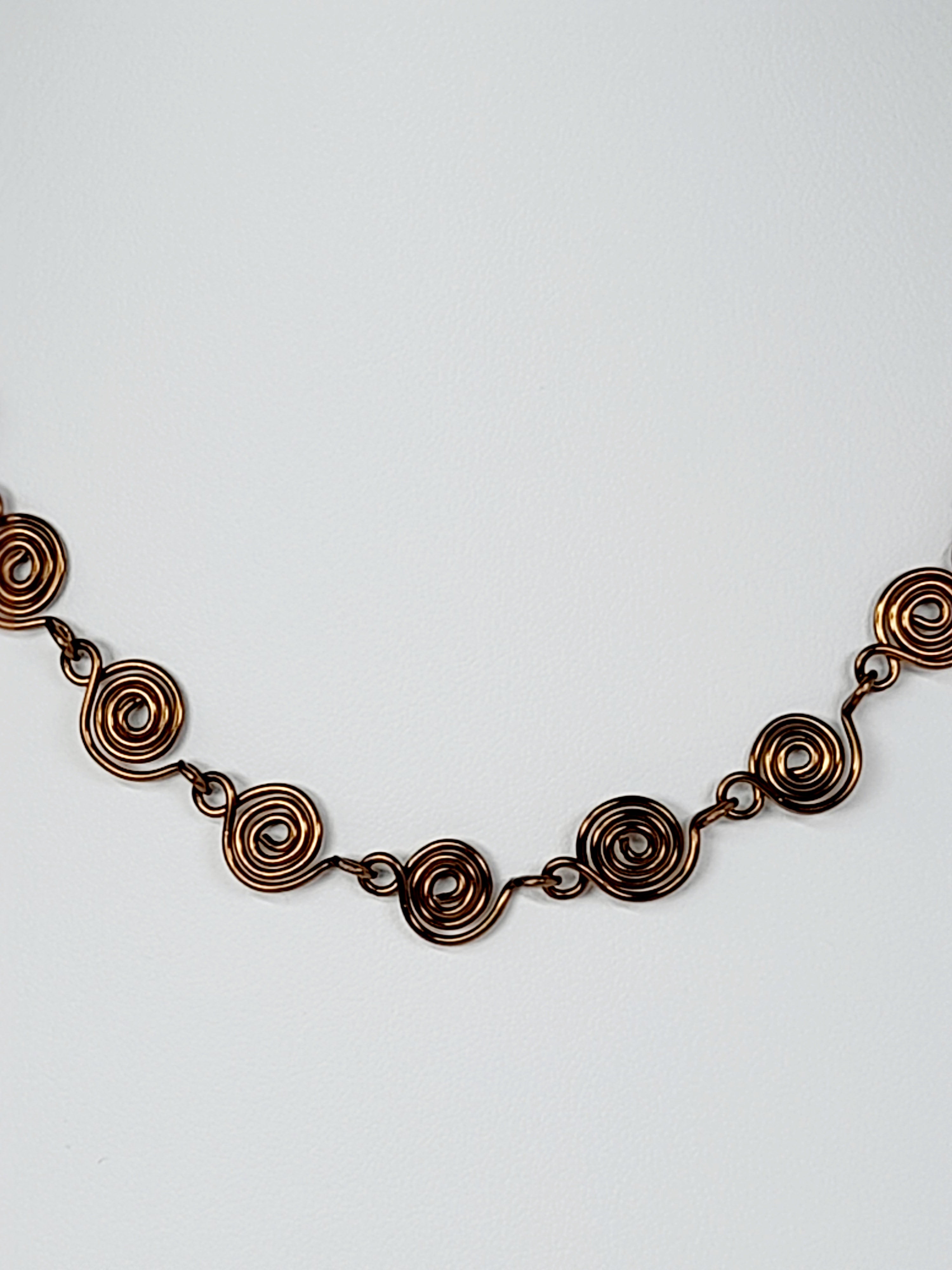 Dainty Super Swirly Bronze Spiral Necklace