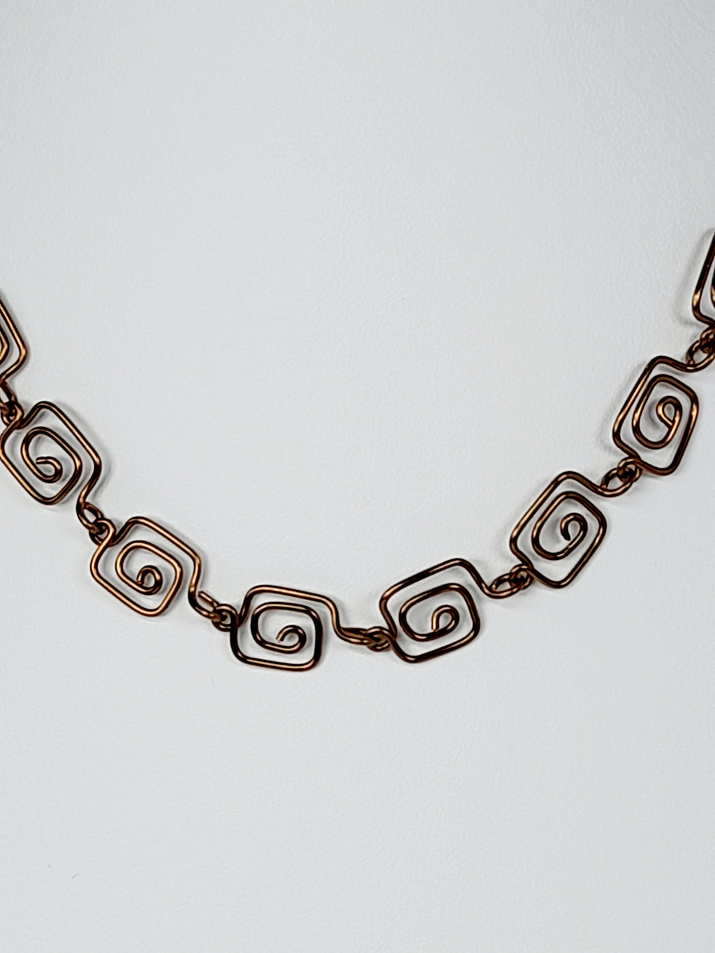 Dainty Super Swirly Bronze Square Spiral Necklace