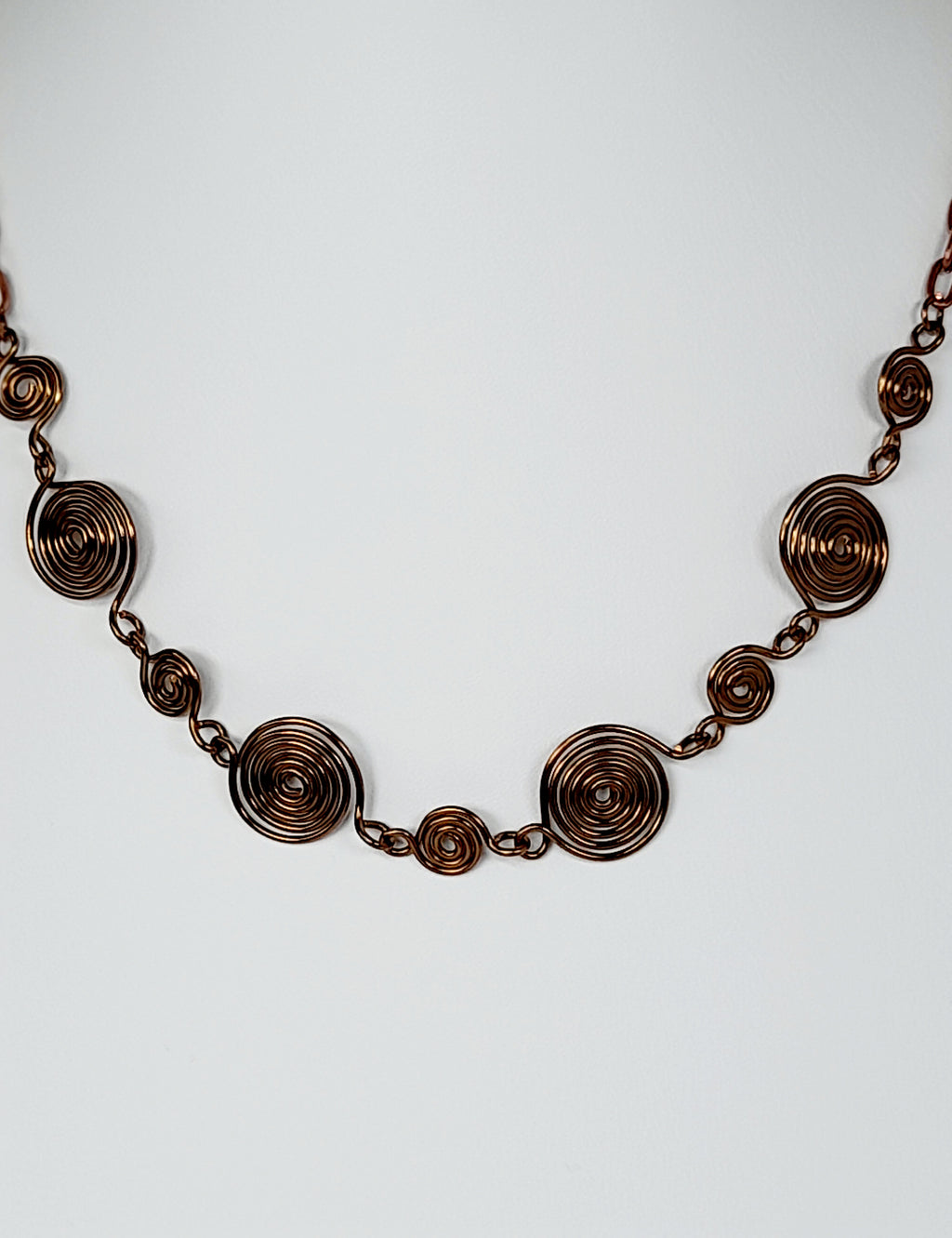 Handmade Bronze Spiral Necklace, Elegant Swirly Statement Necklace