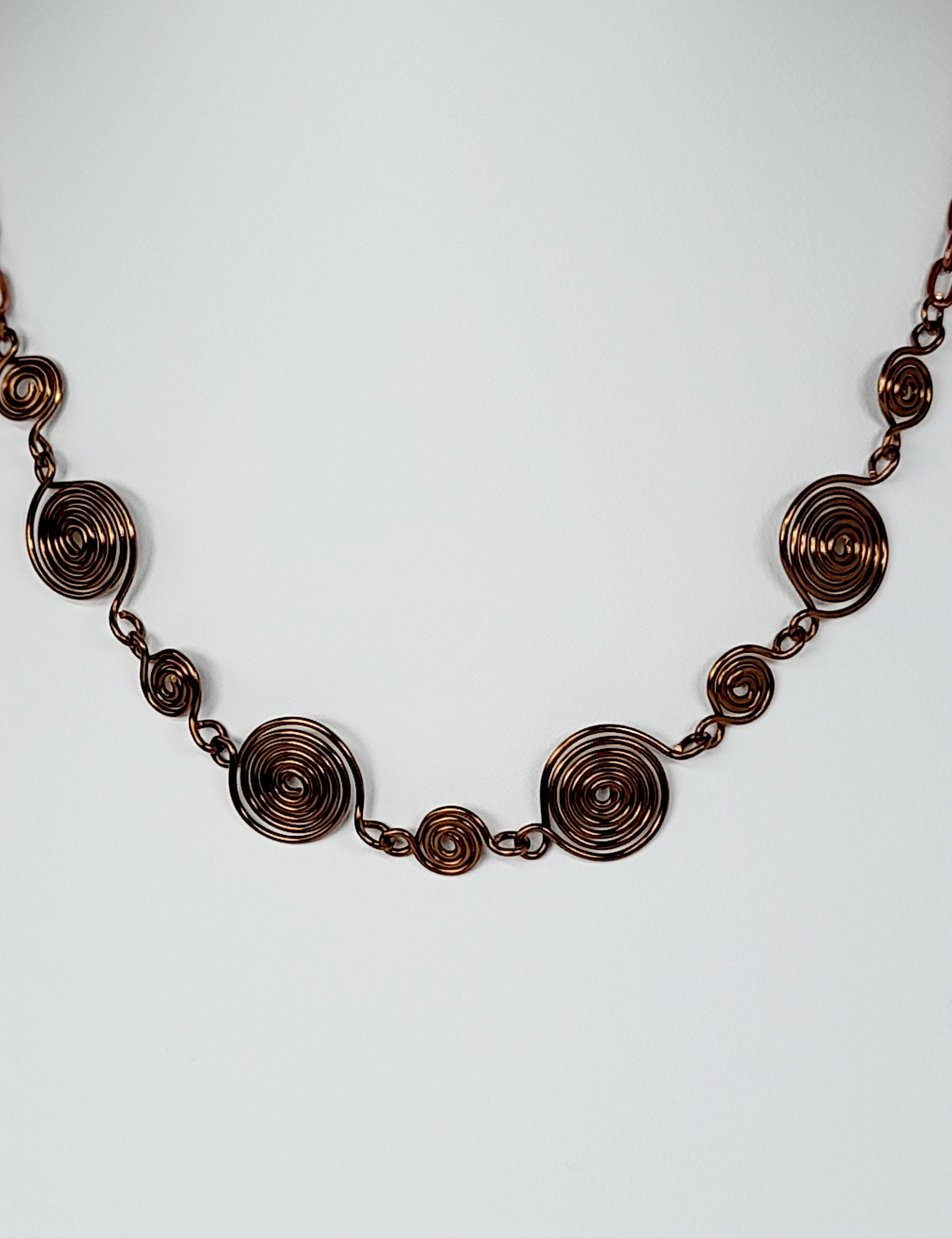 Handmade Bronze Spiral Necklace, Elegant Swirly Statement Necklace