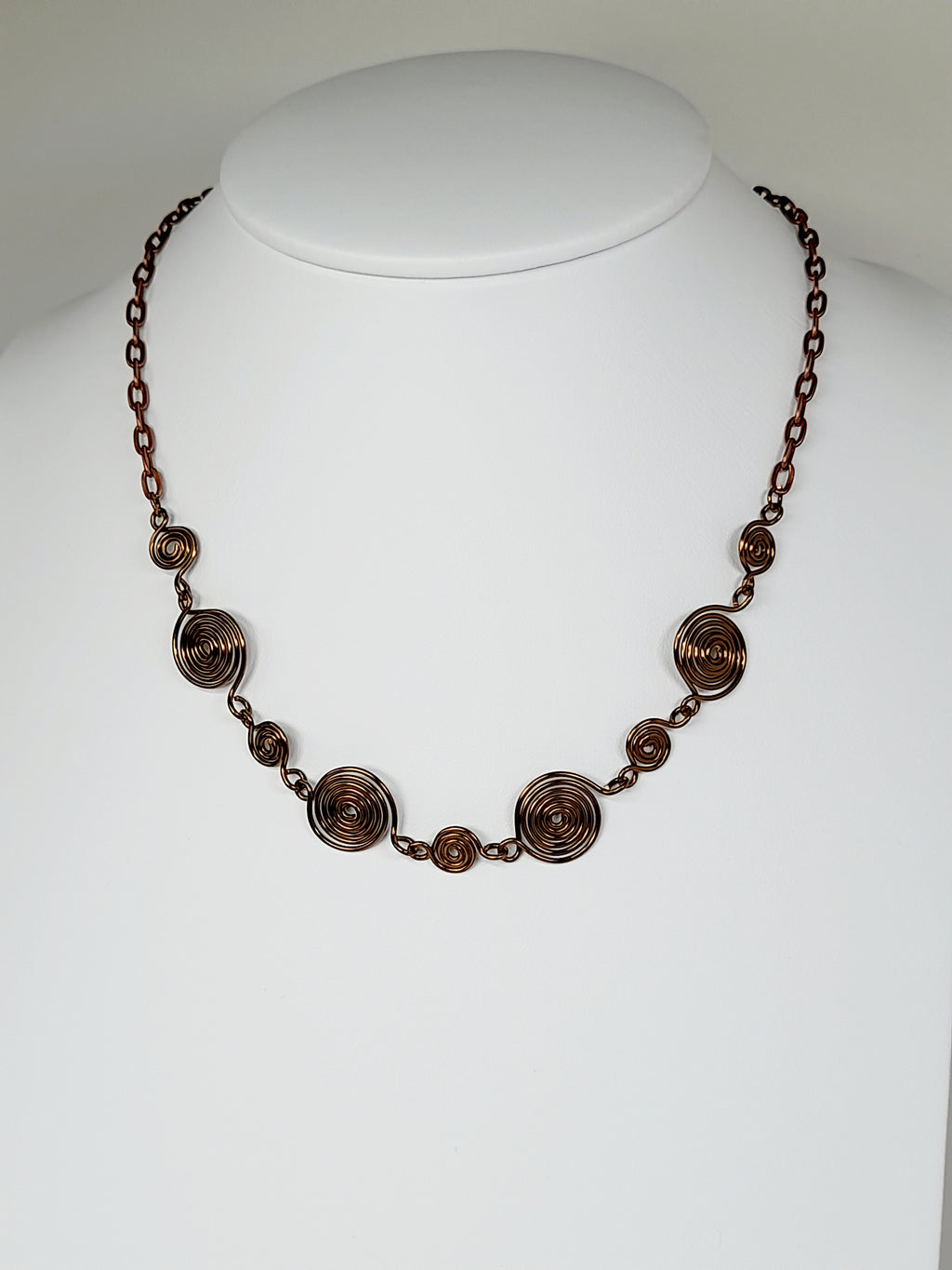 Handmade Bronze Spiral Necklace, Elegant Swirly Statement Necklace