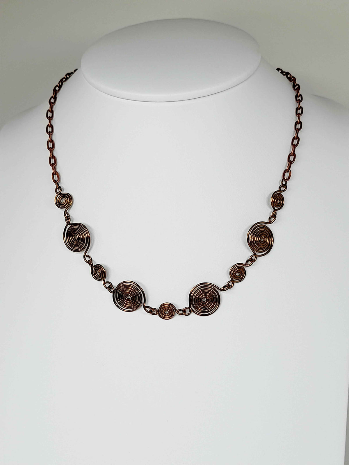 Handmade Bronze Spiral Necklace, Elegant Swirly Statement Necklace