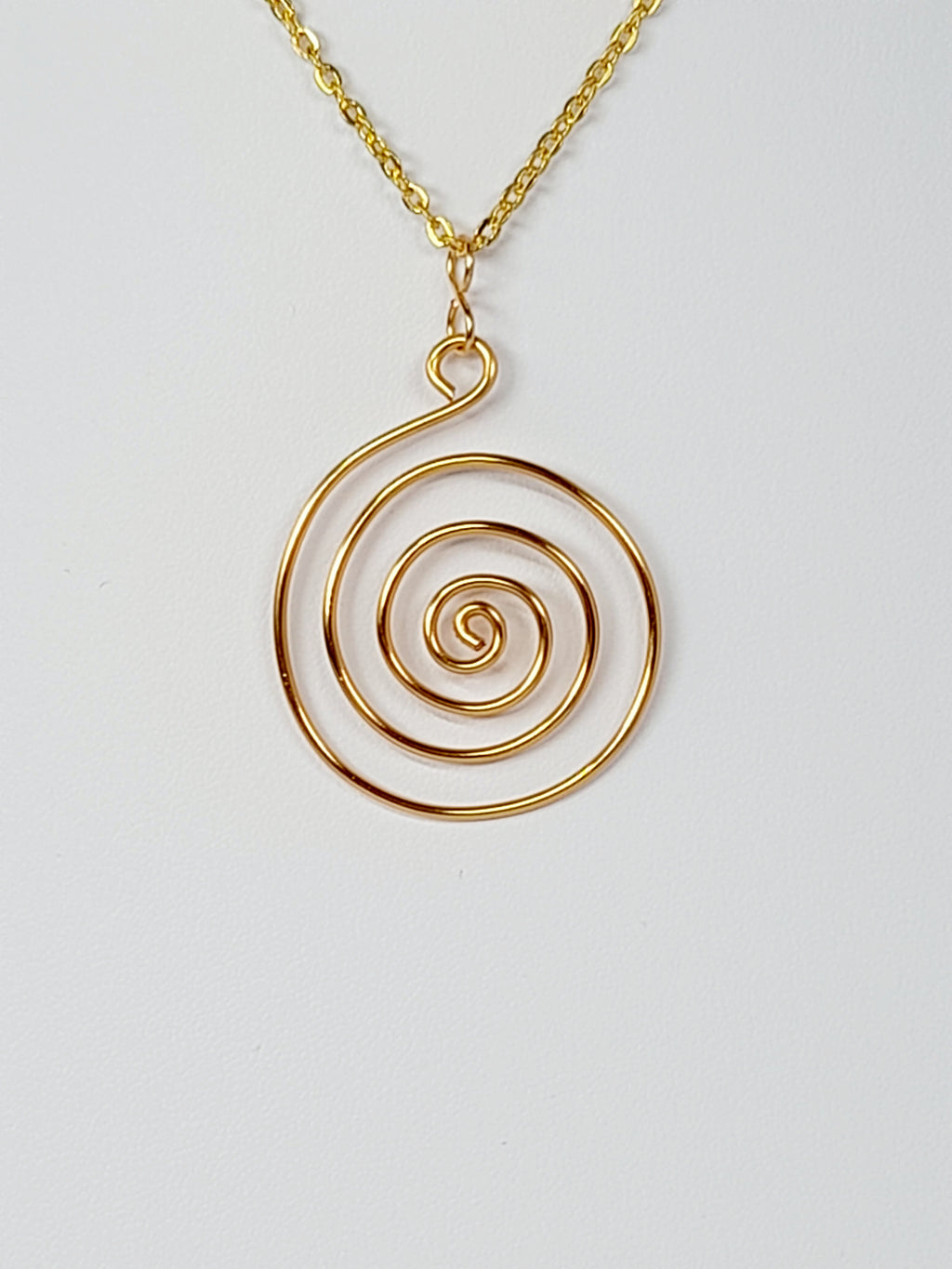 Elegant Handmade Gold Spiral Pendant Necklace