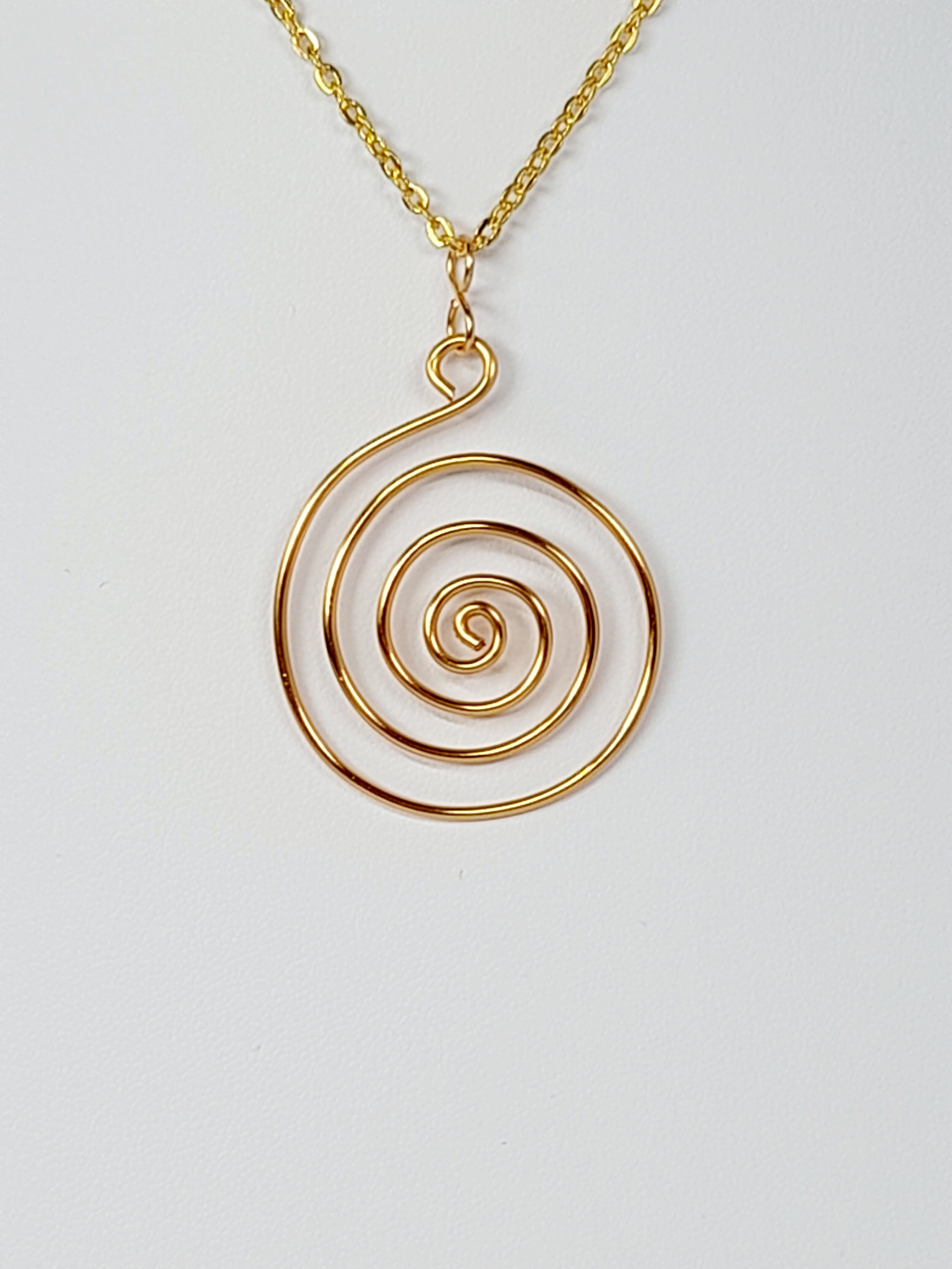 Elegant Handmade Gold Spiral Pendant Necklace