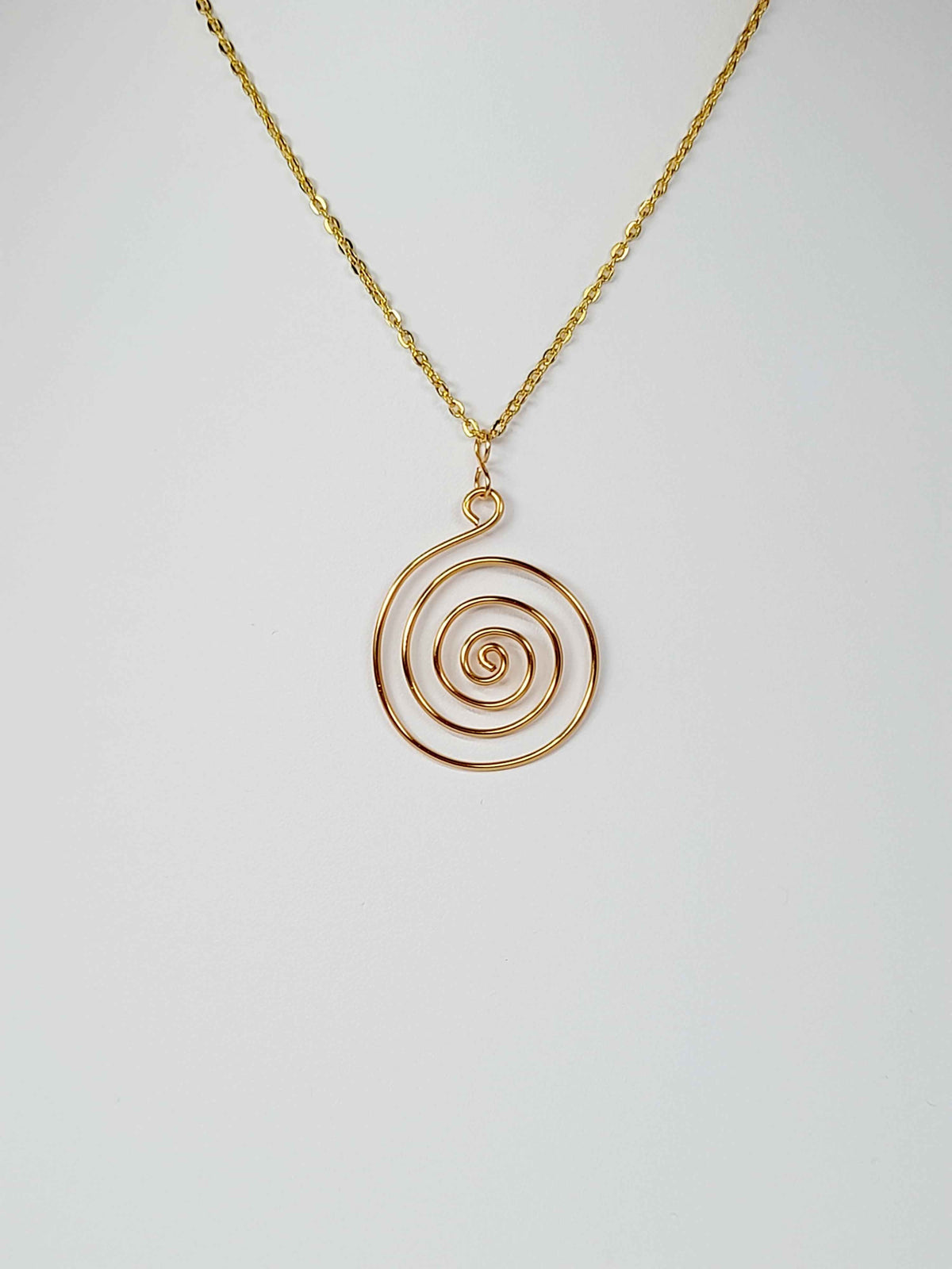 Elegant Handmade Gold Spiral Pendant Necklace