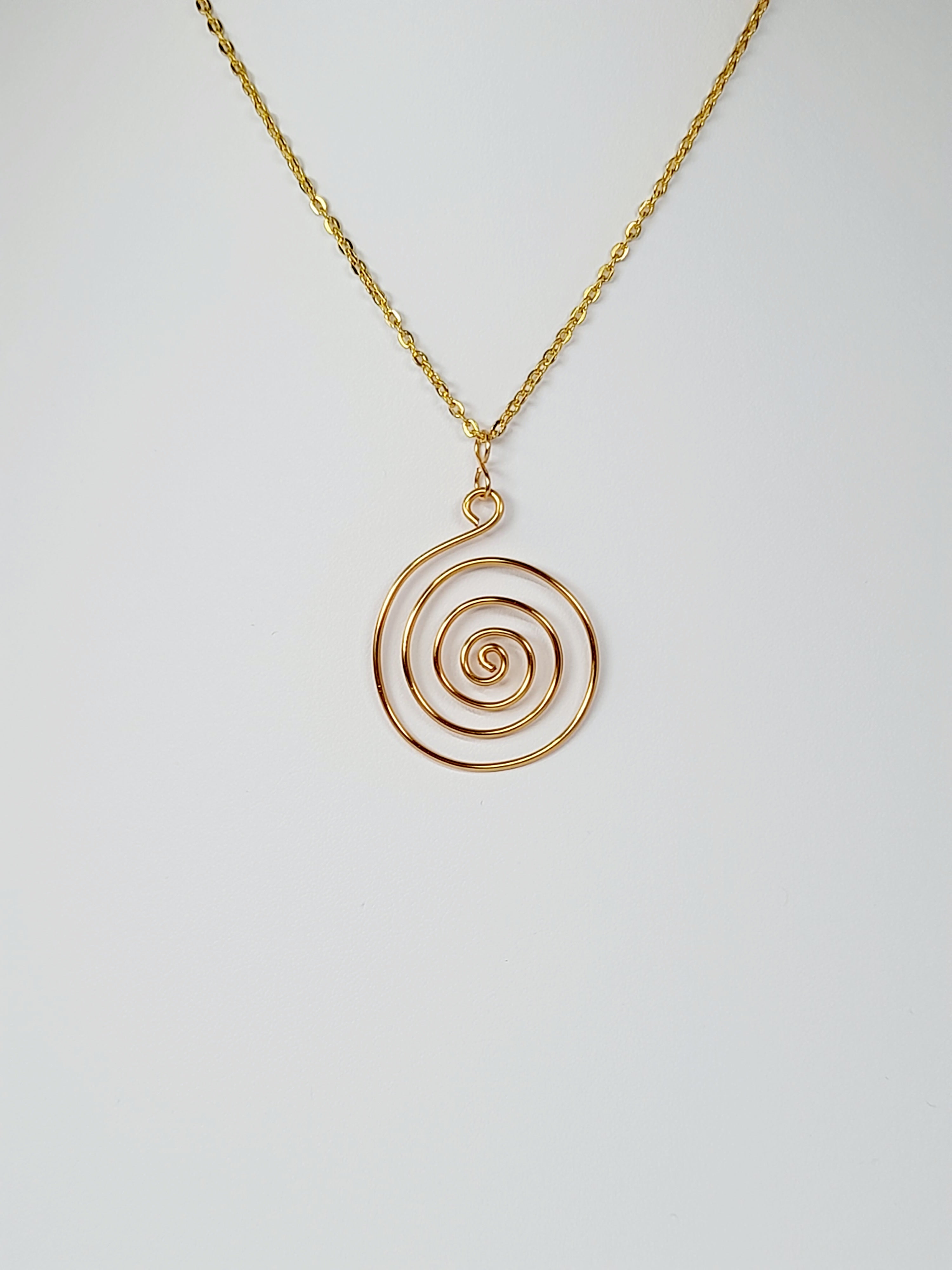 Elegant Handmade Gold Spiral Pendant Necklace