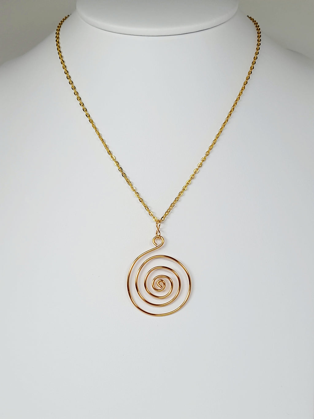 Elegant Handmade Gold Spiral Pendant Necklace