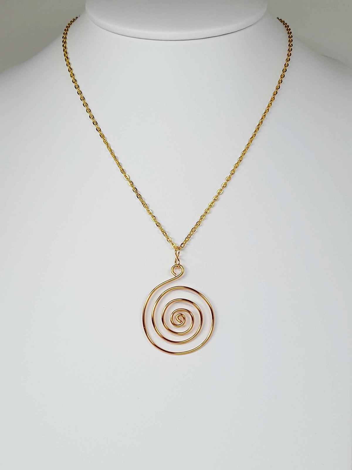 Elegant Handmade Gold Spiral Pendant Necklace