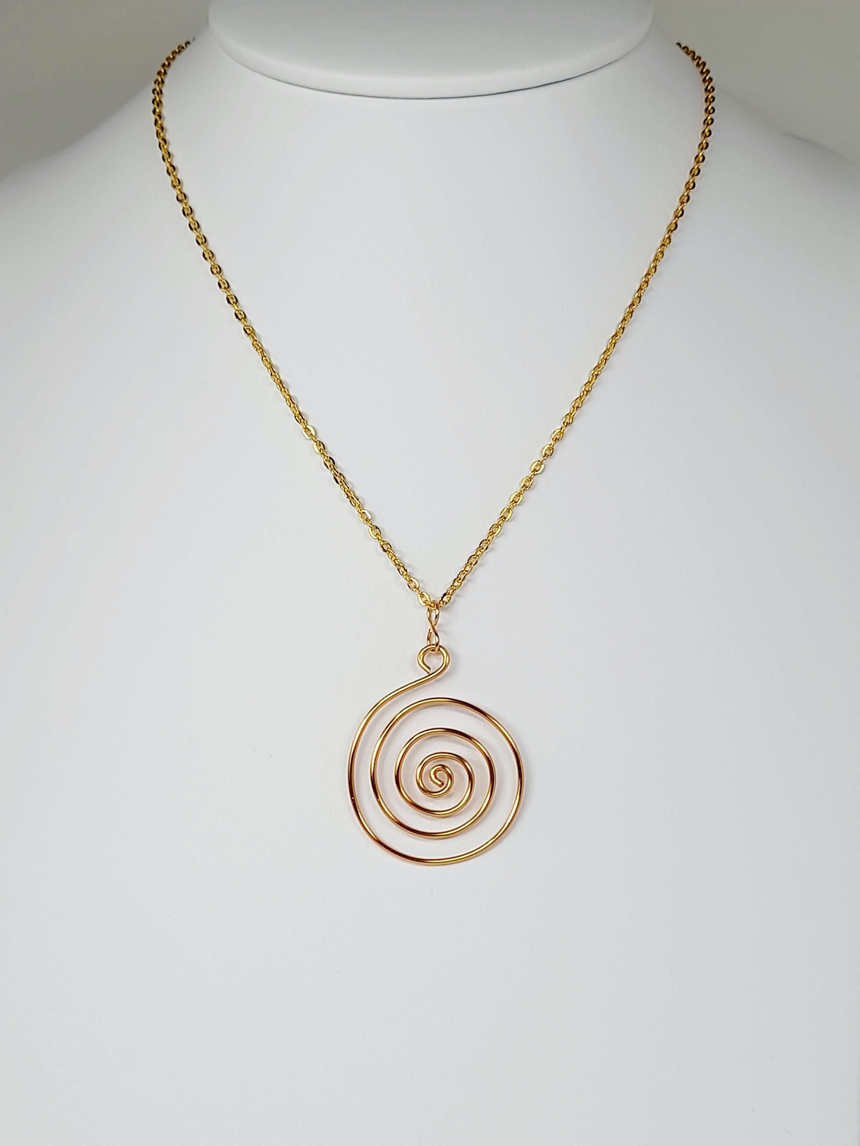 Elegant Handmade Gold Spiral Pendant Necklace