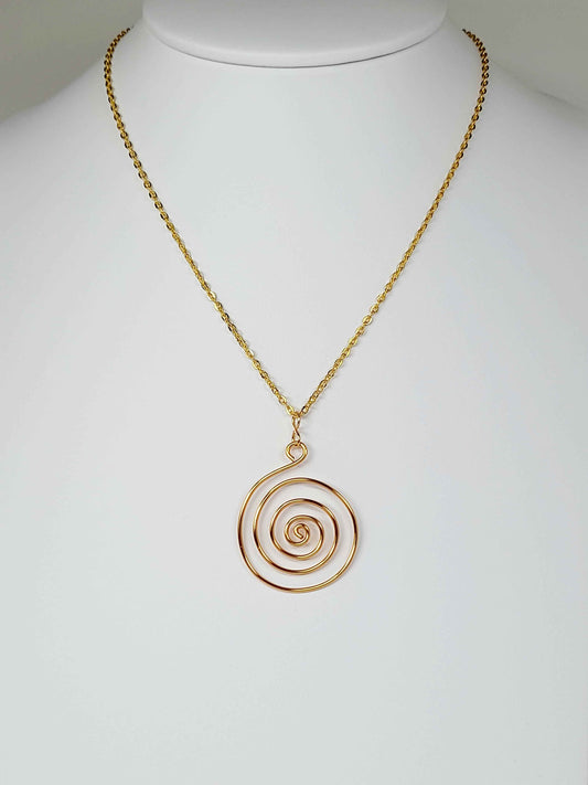 Elegant Handmade Gold Spiral Pendant Necklace