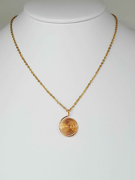 Elegant Handmade Gold Spiral Pendant Necklace, Lightweight & Gift‑Ready