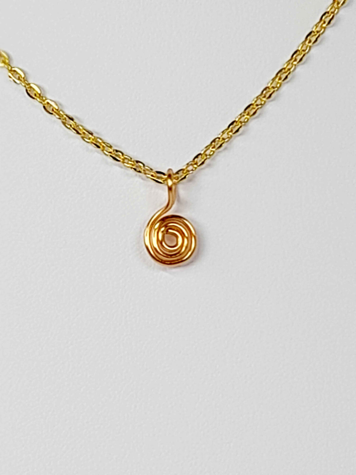 Elegant Handmade Tiny Gold Spiral Pendant Necklace, Lightweight & Gift‑Ready