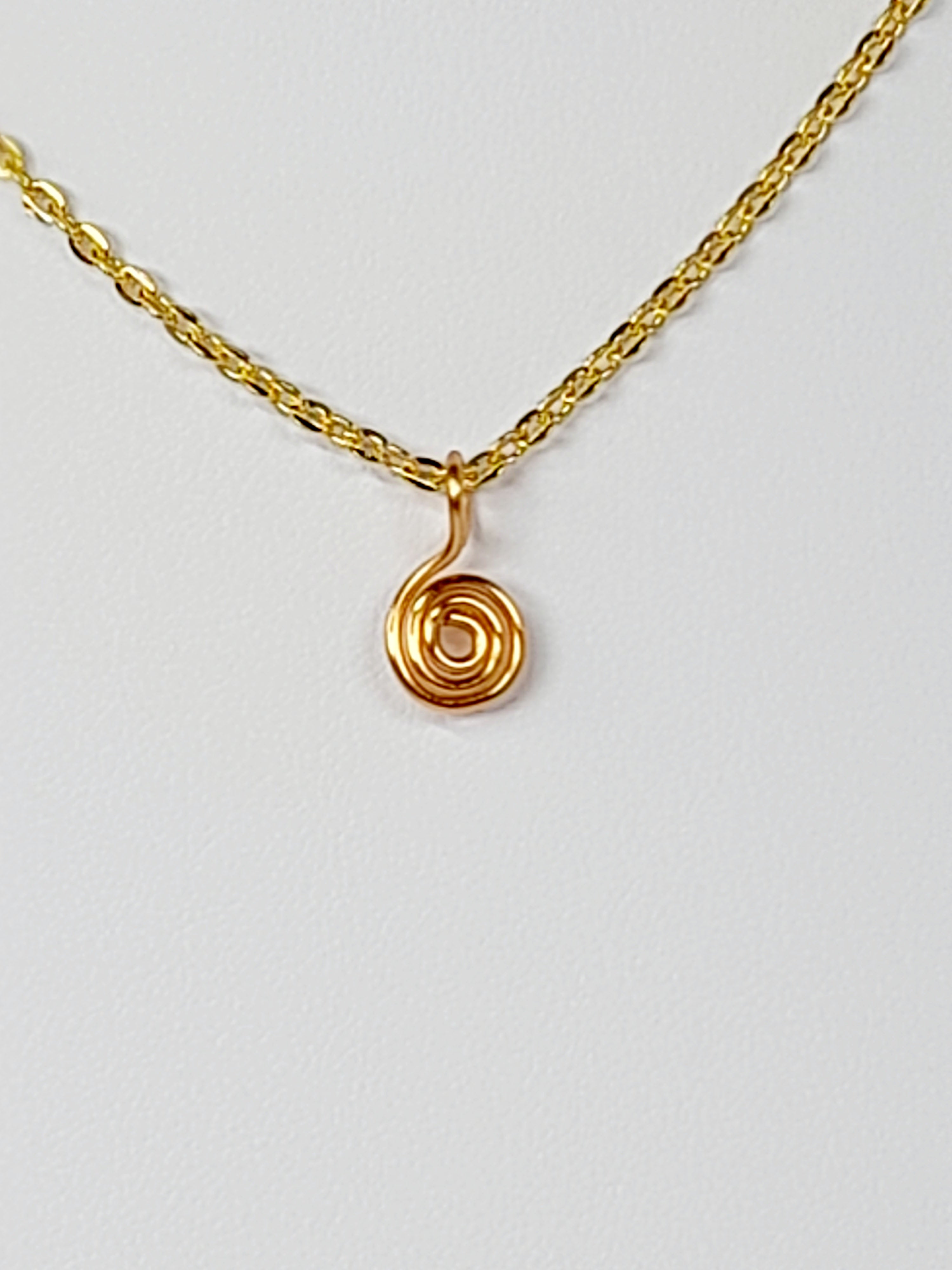 Elegant Handmade Tiny Gold Spiral Pendant Necklace, Lightweight & Gift‑Ready