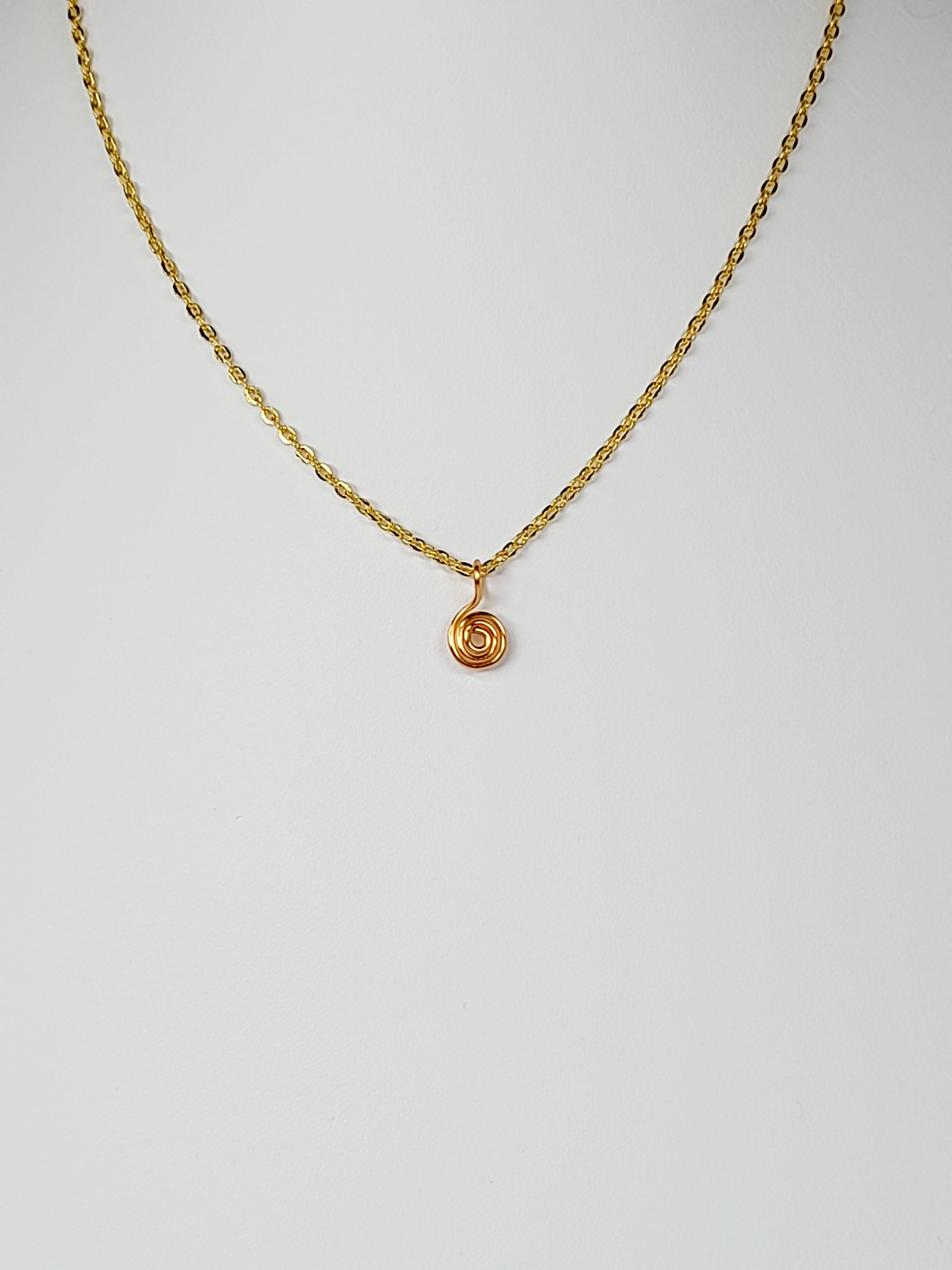 Elegant Handmade Tiny Gold Spiral Pendant Necklace, Lightweight & Gift‑Ready