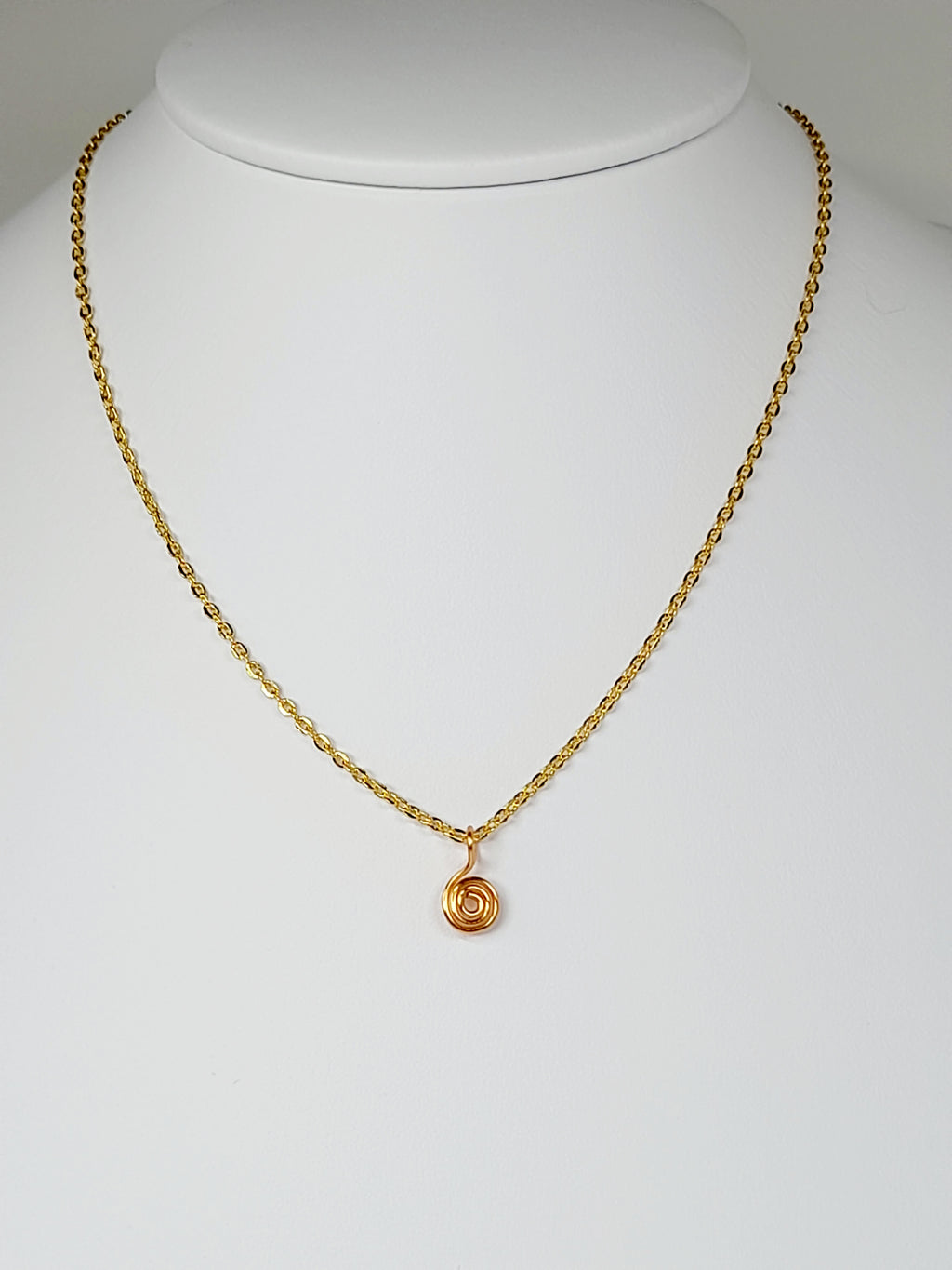 Elegant Handmade Tiny Gold Spiral Pendant Necklace, Lightweight & Gift‑Ready