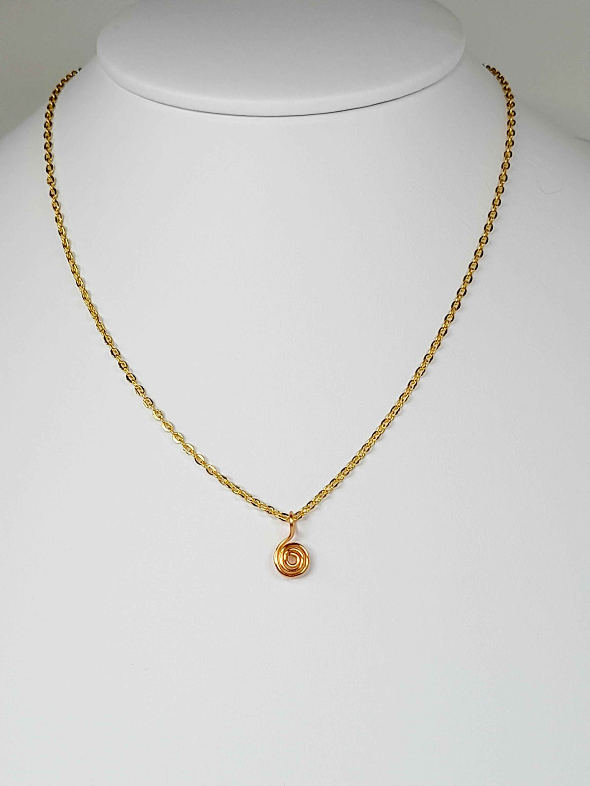 Elegant Handmade Tiny Gold Spiral Pendant Necklace, Lightweight & Gift‑Ready