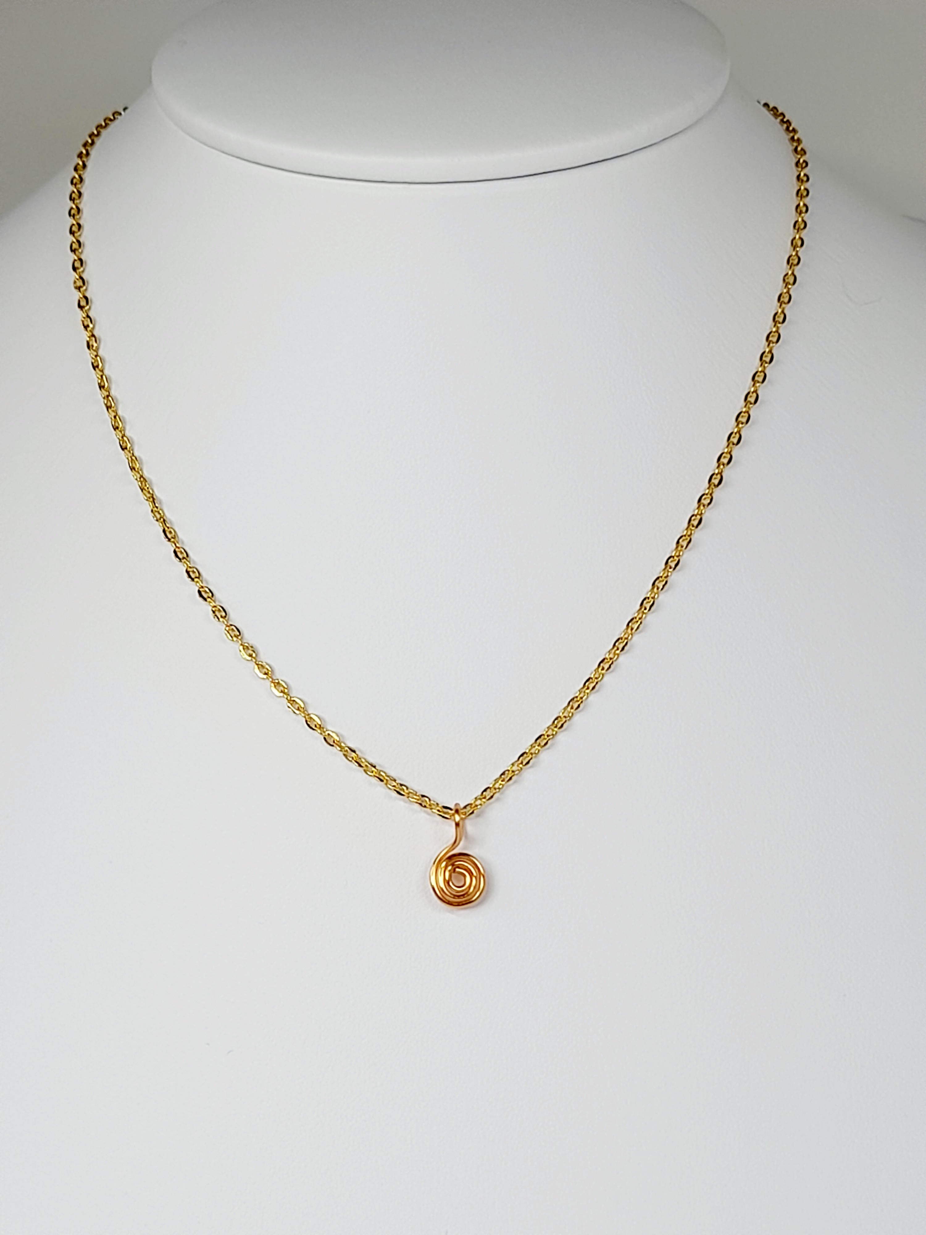 Elegant Handmade Tiny Gold Spiral Pendant Necklace, Lightweight & Gift‑Ready