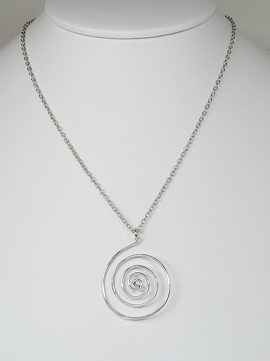 Elegant Handmade Silver Spiral Pendant Necklace